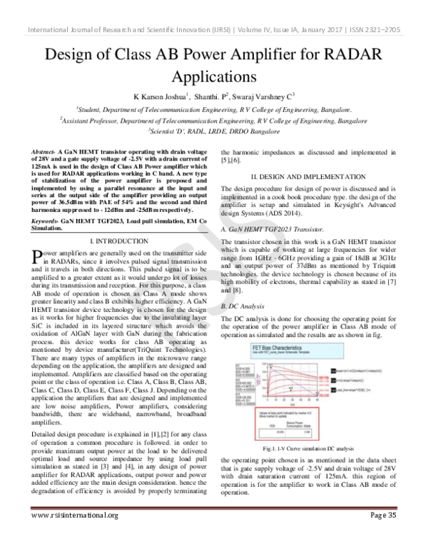 research paper on power amplifier