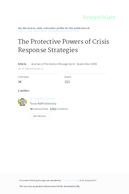(PDF) The Protective Powers of Crisis Response Strategies