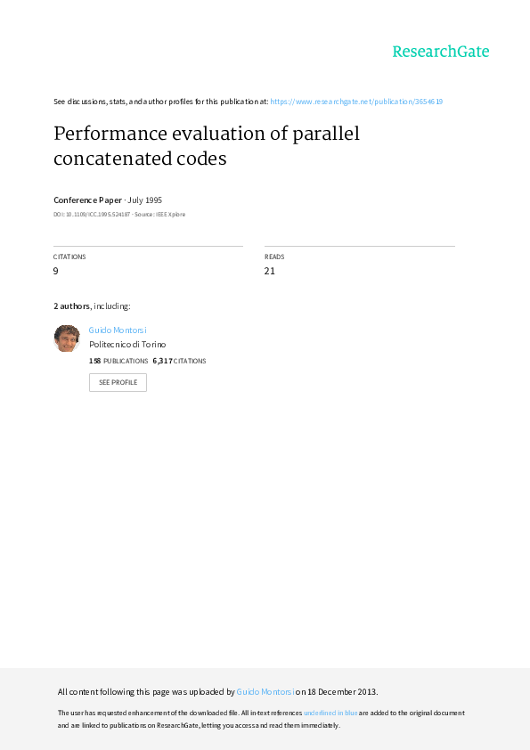 (PDF) Performance Evaluation of Parallel Concatenated Codes