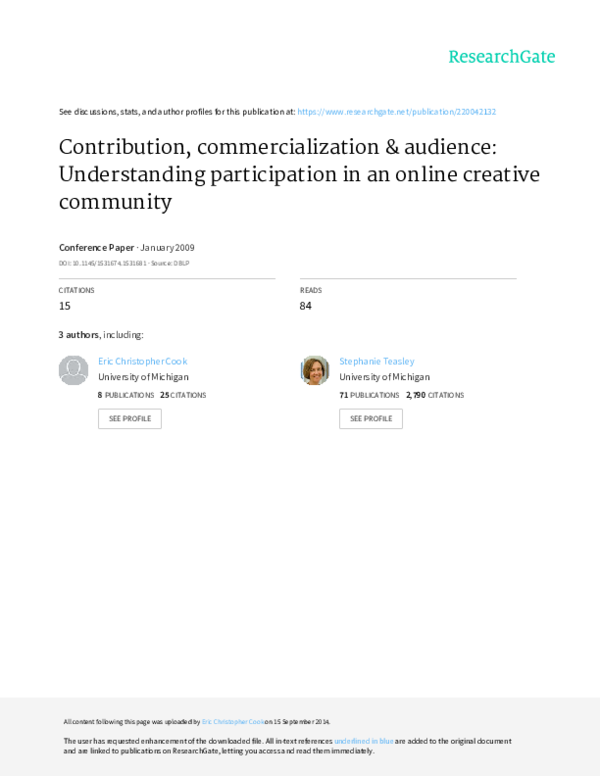 (PDF) Contribution, Commercialization & Audience: Understanding ...