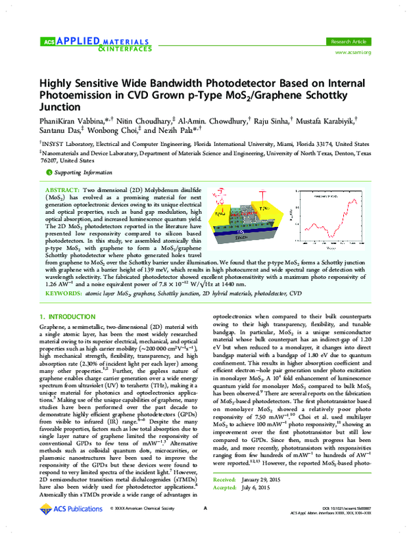 (PDF) Highly Sensitive Wide Bandwidth Photodetector Based on Internal