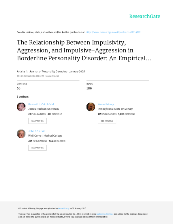 (PDF) The Relationship Between Impulsivity, Aggression, and Impulsive ...