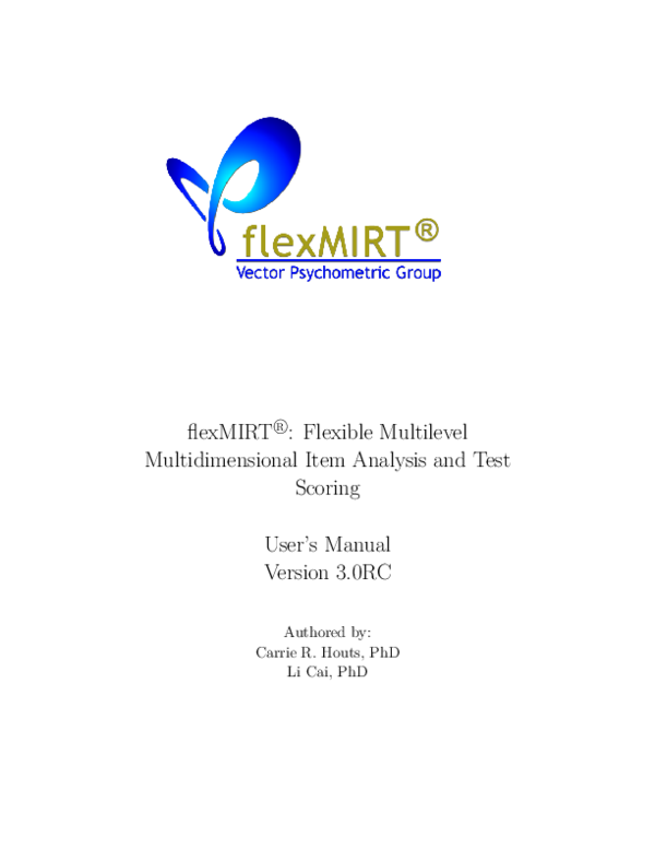 (PDF) Flexible Multilevel Multidimensional Item Analysis and Test ...