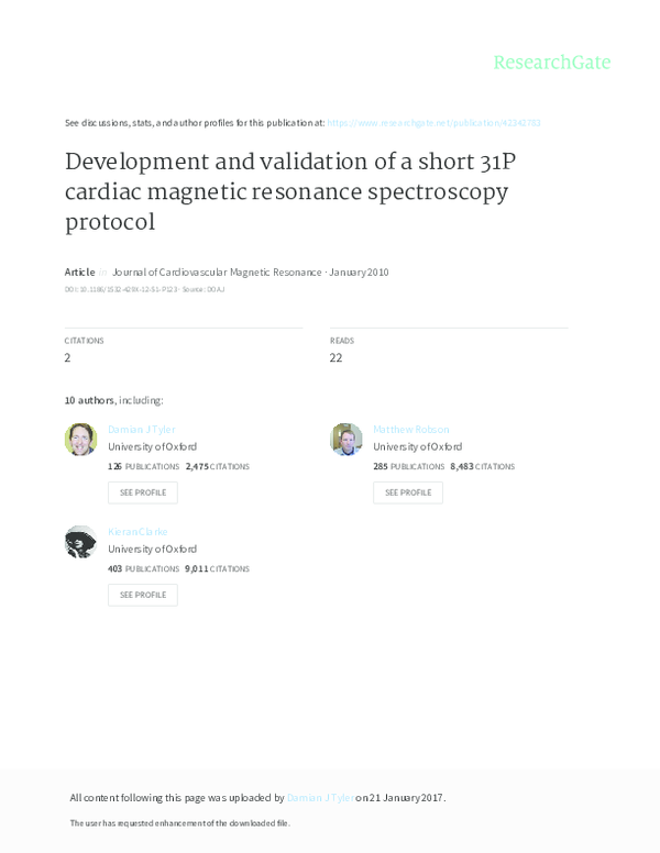 (PDF) Development and Validation of a Short 31P Cardiac Magnetic ...