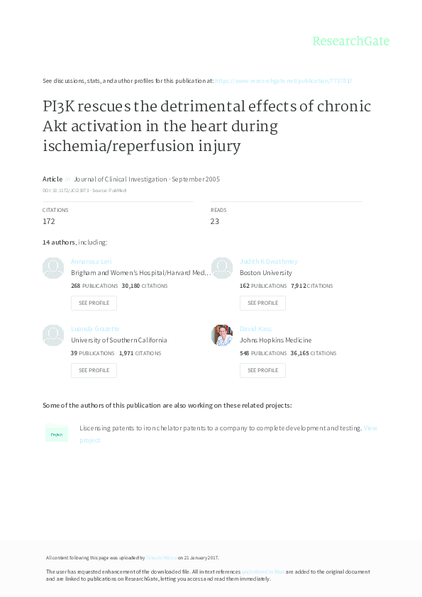 (PDF) PI3K rescues the detrimental effects of chronic Akt activation in ...