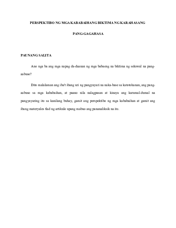 Pang aabuso sa mga kababaihan essay image