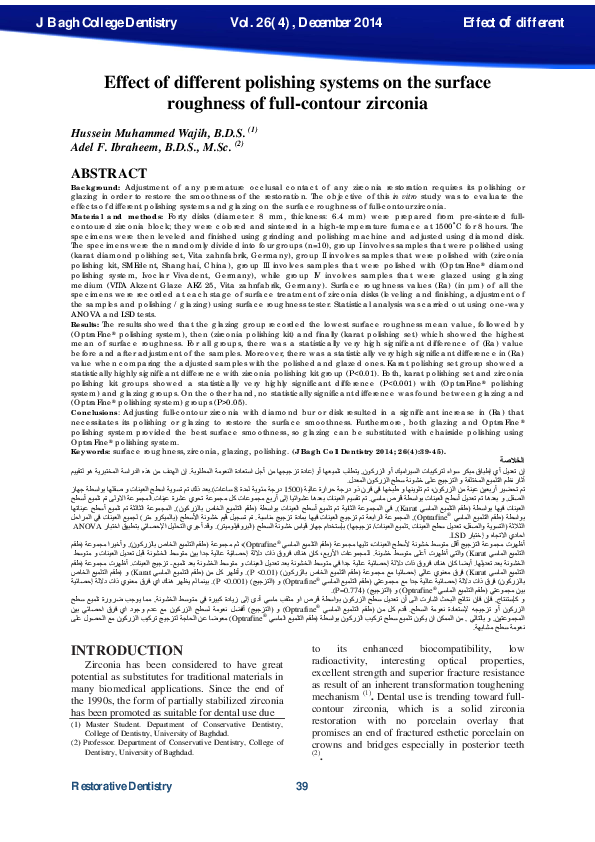 (PDF) Effect of different polishing systems on the surface roughness of ...