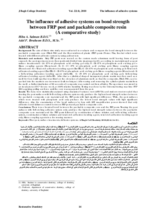 (PDF) The influence of adhesive systems on bond strength between FRP ...
