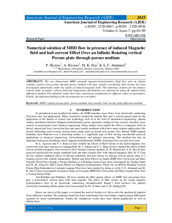 (PDF) Numerical solution of MHD flow in presence of induced Magnetic ...