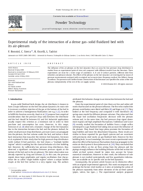 (PDF) Experimental study of the interaction of a dense gas–solid ...