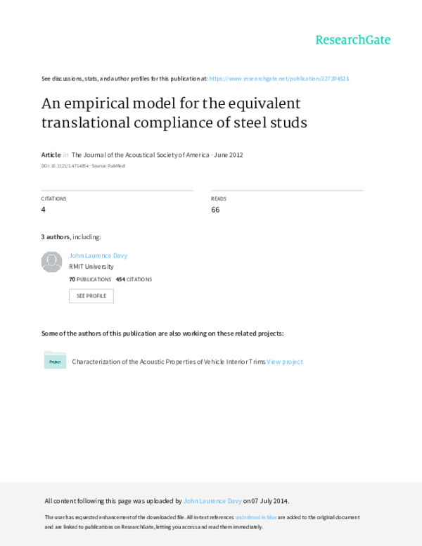 (PDF) An empirical model for the equivalent translational compliance of ...