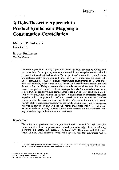 (PDF) A Role-Theoretic Approach to Product Symbolism: Mapping a ...