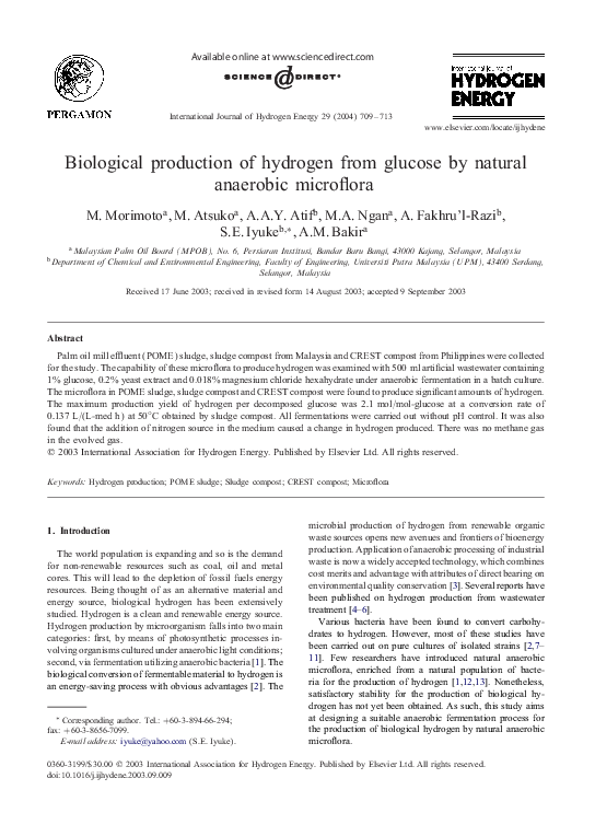 (PDF) Biological Production of Hydrogen From Glucose by Natural ...