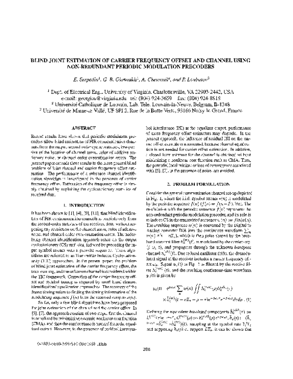 (PDF) Blind joint estimation of carrier frequency offset and channel ...