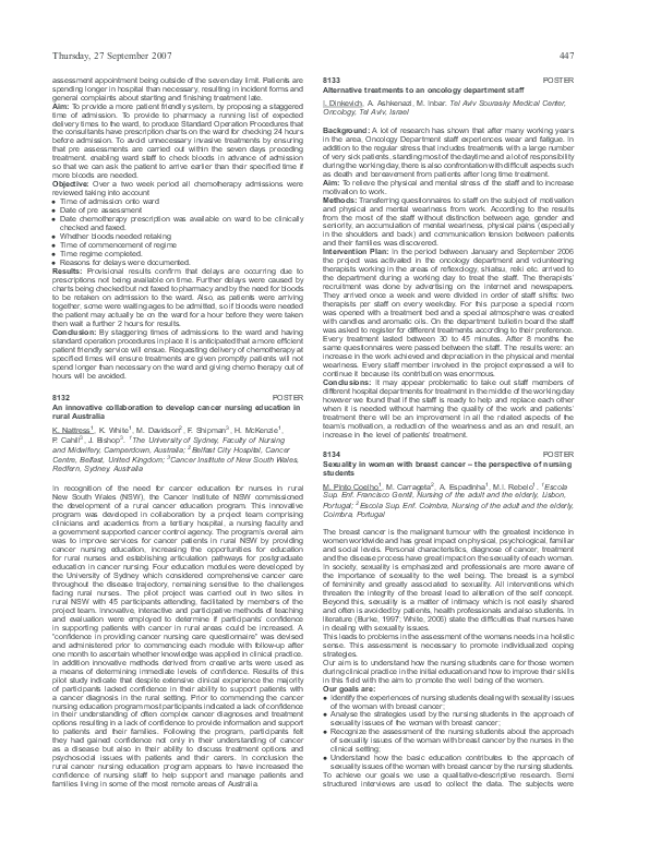 (PDF) 8134 POSTER Sexuality in women with breast cancer – the ...