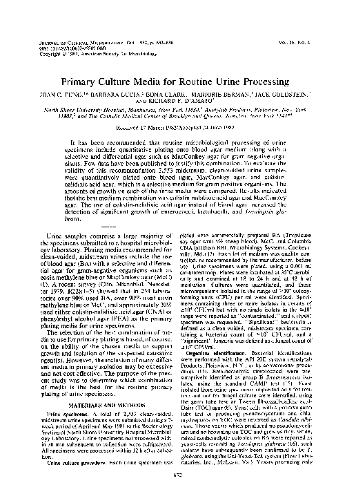 (PDF) Primary Culture Media for Routine Urine Processing