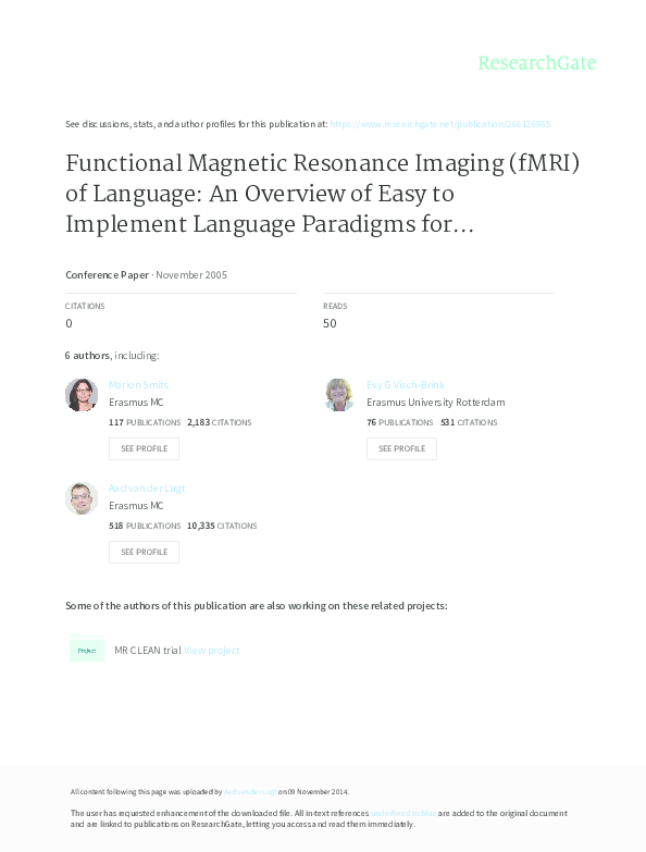 (PDF) Functional Magnetic Resonance Imaging (FMRI) of the Human Brain