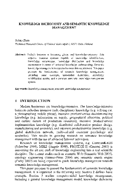 (PDF) Knowledge Dichotomy and Semantic Knowledge Management