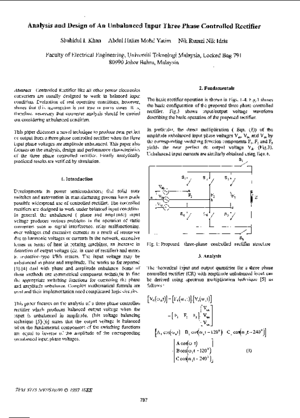 (PDF) Analysis and design of an unbalanced input three phase controlled ...