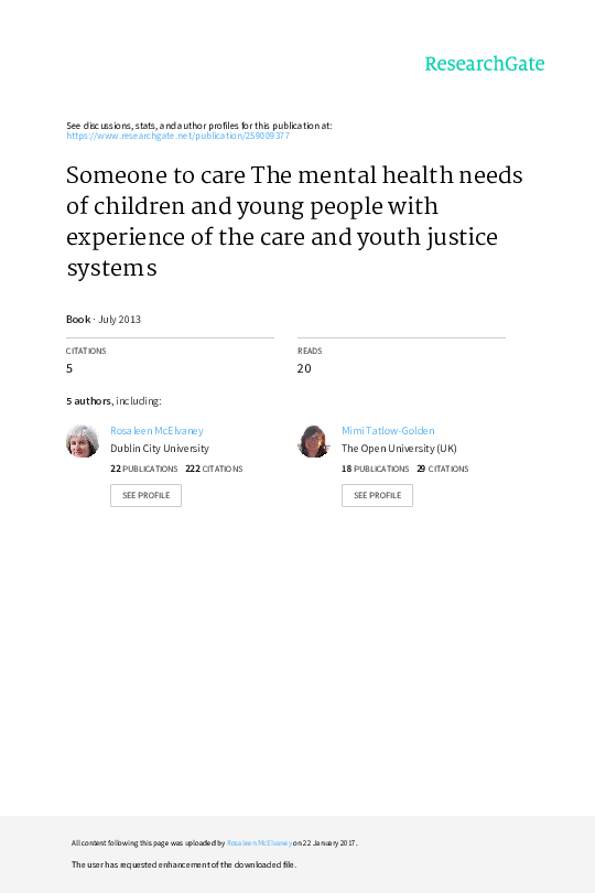 (PDF) Someone to care The mental health needs of children and young