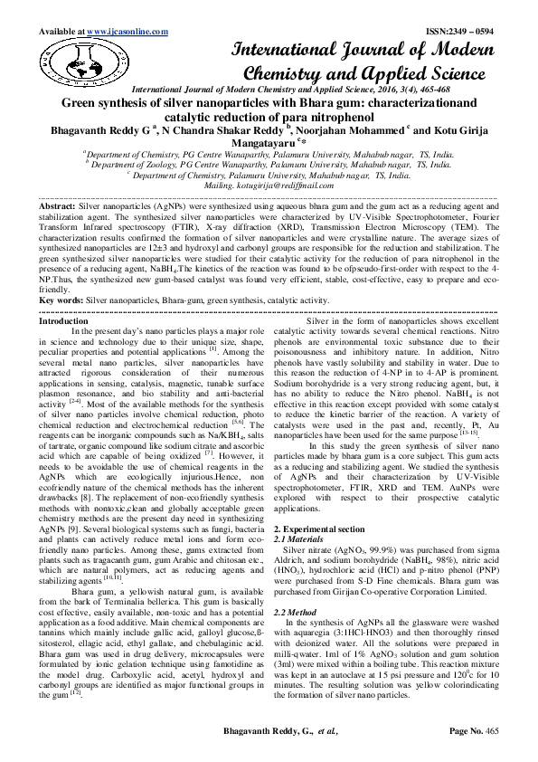 (PDF) Green synthesis of silver nanoparticles with Bhara gum ...