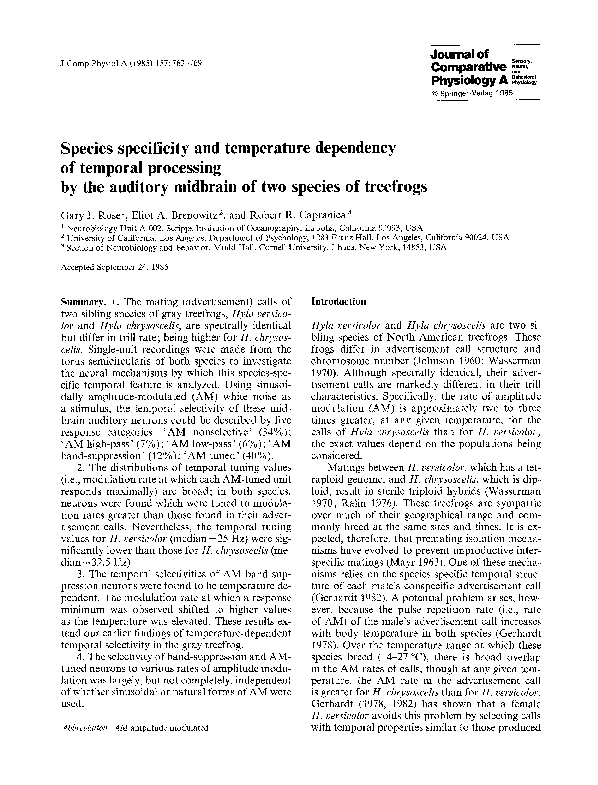 (PDF) Species specificity and temperature dependency of temporal ...