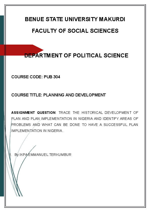  DOC Historical Development Of Planning In Nigeria Ikpa Emmanuel