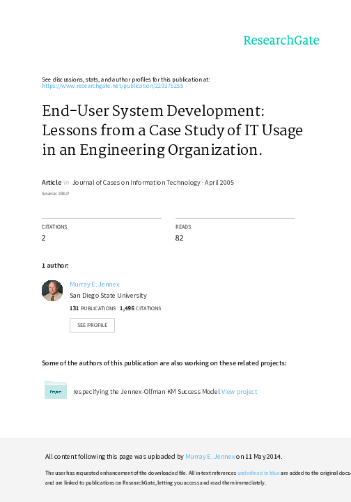 (PDF) EndUser System Development Murray Jennex Academia.edu