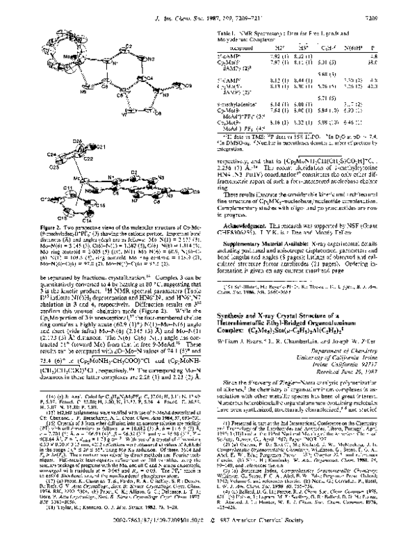 Pdf Synthesis And X Ray Crystal Structure Of A Heterobimetallic Ethyl Bridged Organoaluminum Complex C5me5 2sm Mu C2h5 2al C2h5 2 Linda Chamberlain Academia Edu
