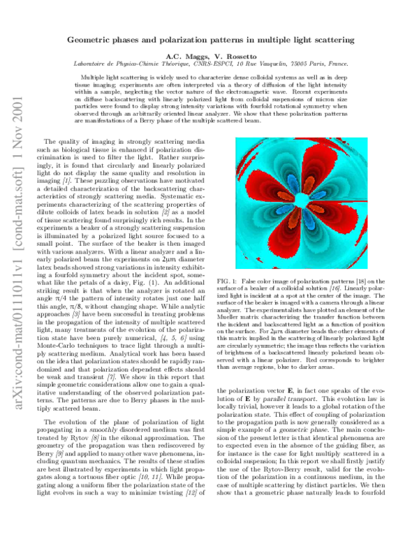 (PDF) Geometric phases and polarization patterns in multiple light ...