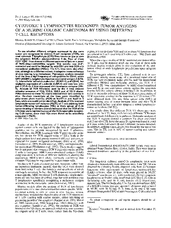 (PDF) Cytotoxic T lymphocytes recognize tumor antigens of a murine ...