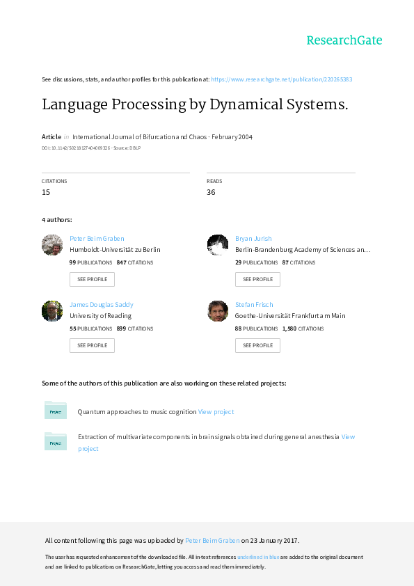 (PDF) Language Processing by Dynamical Systems