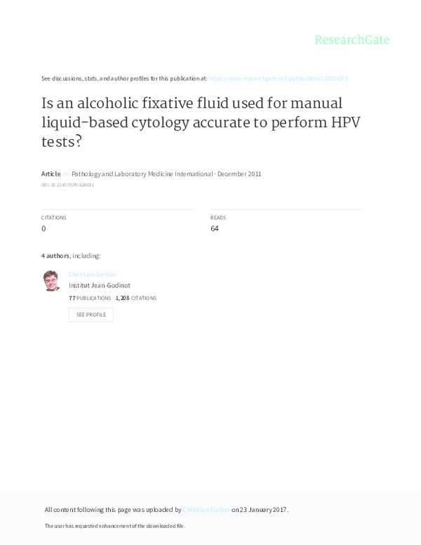 (PDF) Is an alcoholic fixative fluid used for manual liquidbased