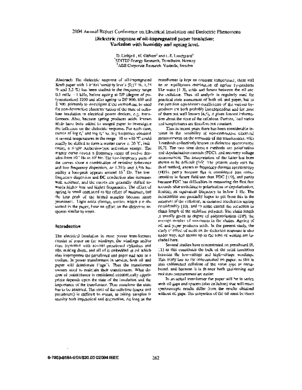 (PDF) Dielectric response of oil-impregnated paper insulation ...