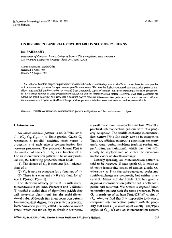 (PDF) On Recurrent and Recursive Interconnection Patterns