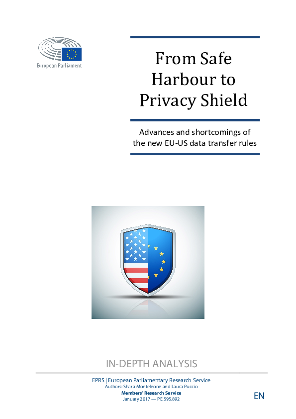 (PDF) From Safe harbor to the Privacy Shield Shara Monteleone and