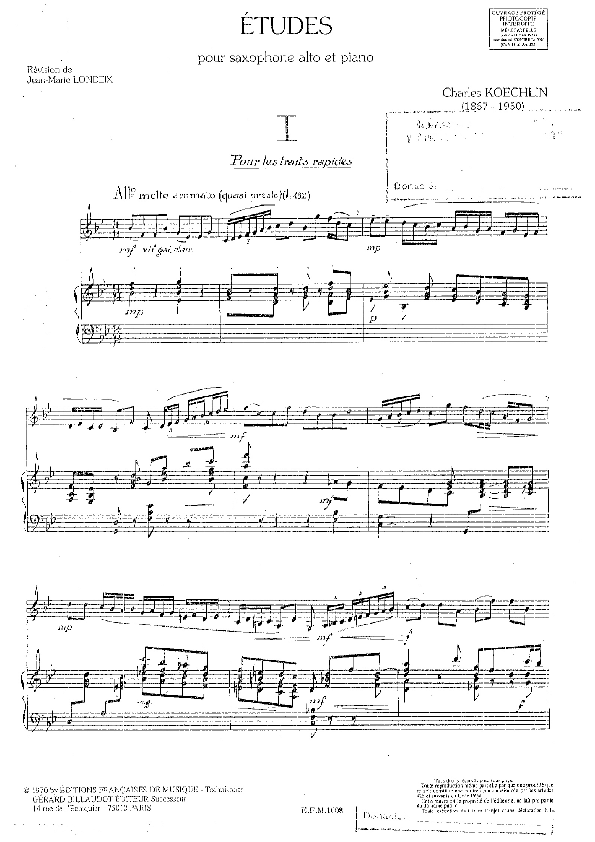 PDF) Charles Koechlin - 15 Etudes pour saxophone alto et piano