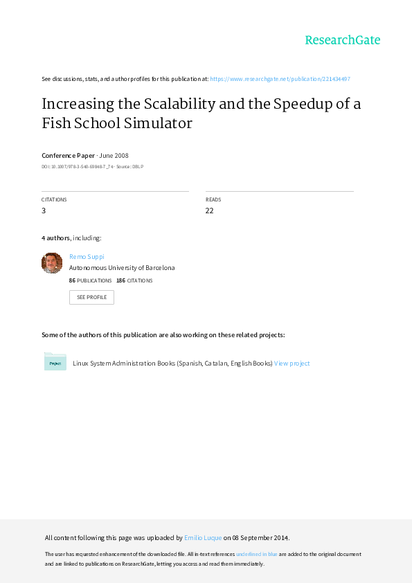 (PDF) Increasing the Scalability and the Speedup of a Fish School Simulator