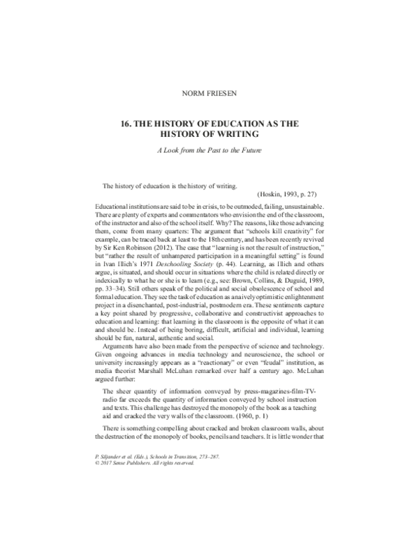 (PDF) The History of Education as the History of Writing A Look from