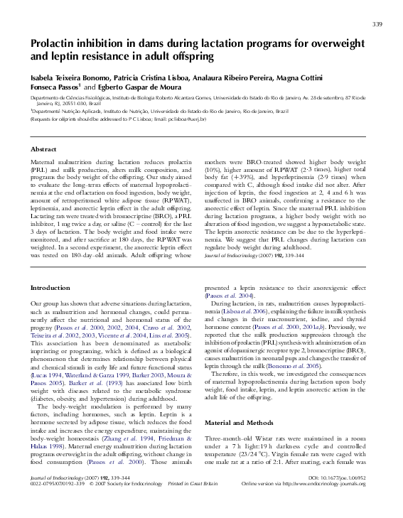 (PDF) Prolactin inhibition in dams during lactation programs for ...