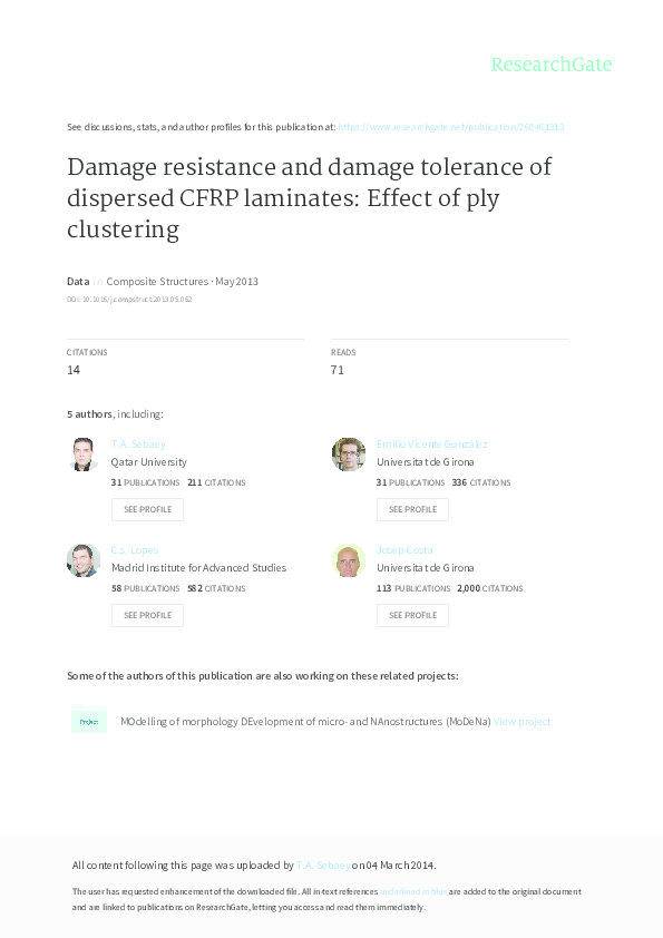 (PDF) Damage resistance and damage tolerance of dispersed CFRP ...