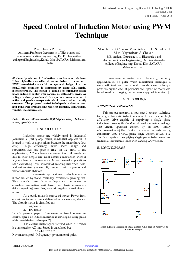 (PDF) Speed Control of Induction Motor using PWM Technique melkamzer