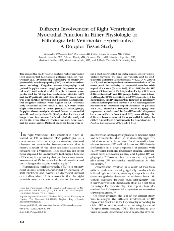(PDF) Different involvement of right ventricular myocardial function in ...