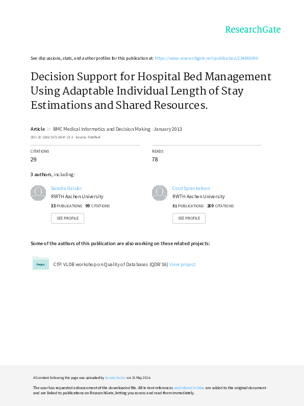 (PDF) Decision support for hospital bed management using adaptable ...