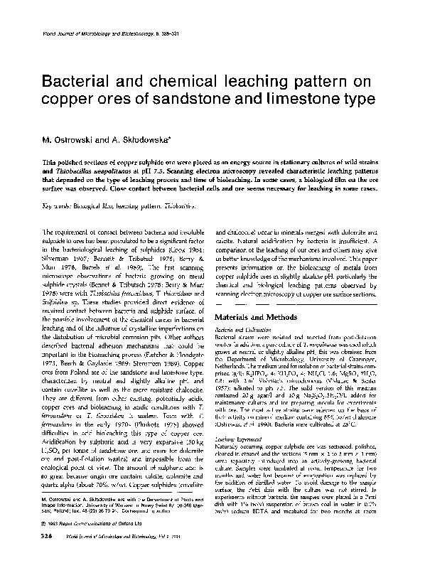 (PDF) Bacterial and chemical leaching pattern on copper ores of ...