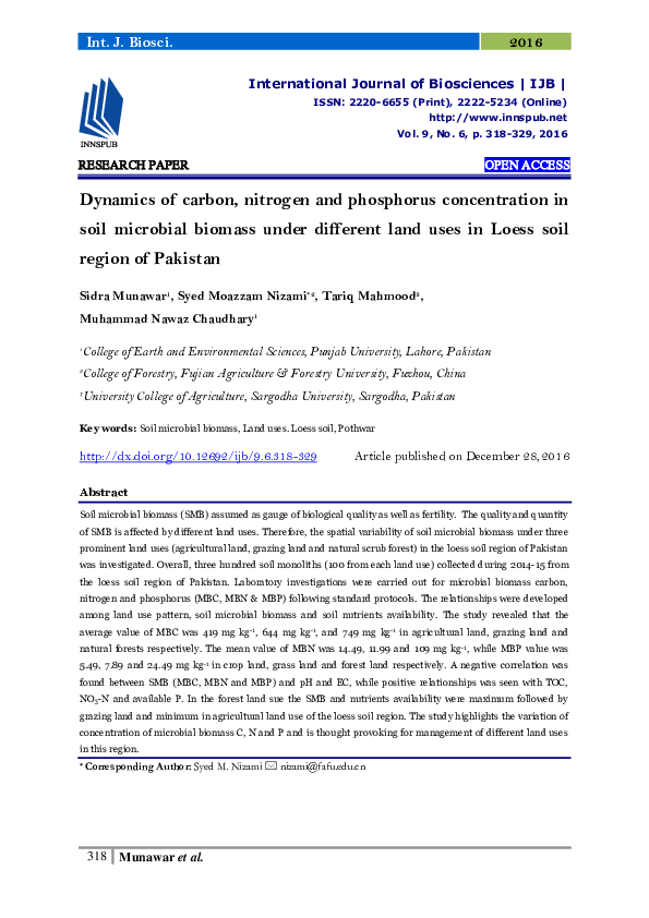 (PDF) Dynamics of carbon, nitrogen and phosphorus concentration in soil ...
