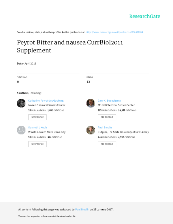 (PDF) Peyrot Bitter and nausea CurrBiol2011 Supplement Paul Breslin