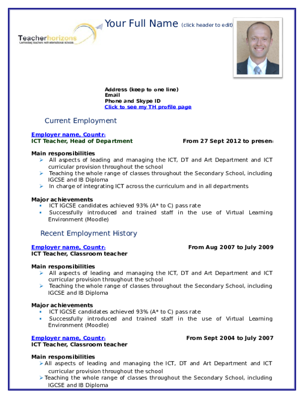(DOC) Teacher horizons cv template (1) lizzy mutede Academia.edu
