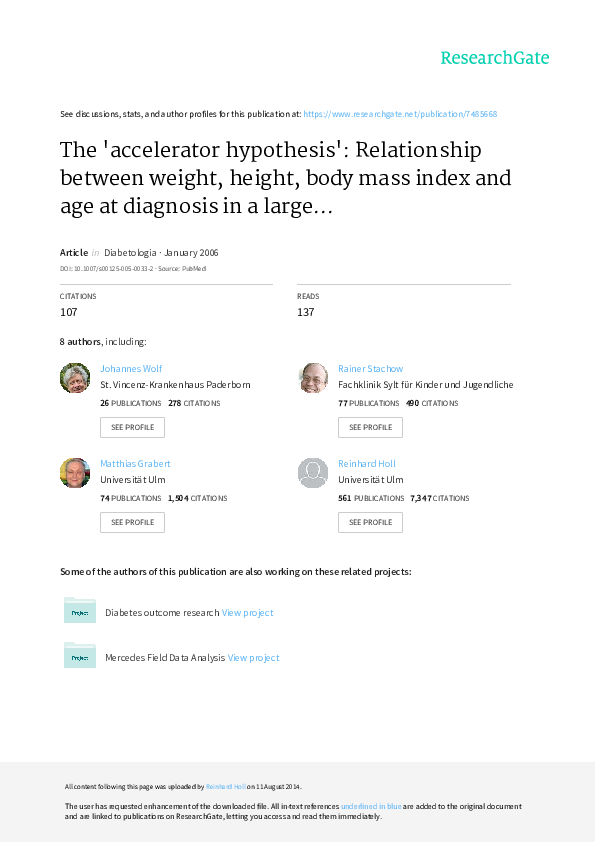 (PDF) The ‘accelerator hypothesis’ relationship between weight, height