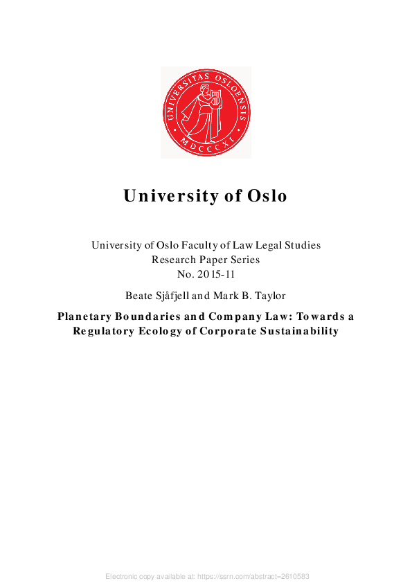 (PDF) Boundaries and Company Law Towards a Regulatory